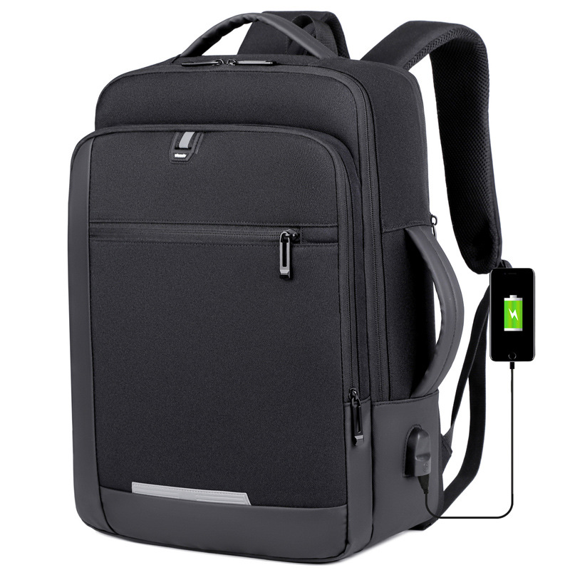 Large capacity expandable backpack multi-functional travel business bag with USB charging port